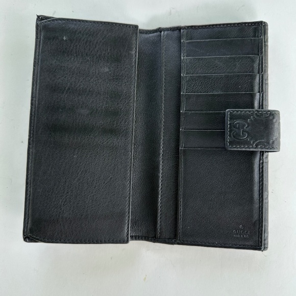 Gucci Guccima Embossed Black Leather Bifold Wallet Auntentic - Picture 6 of 12
